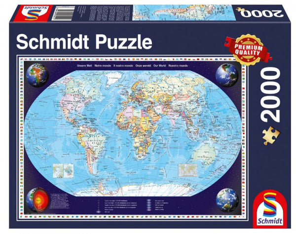 legpuzzel Onze wereld 96,8 cm karton blauw 2000 stukjes