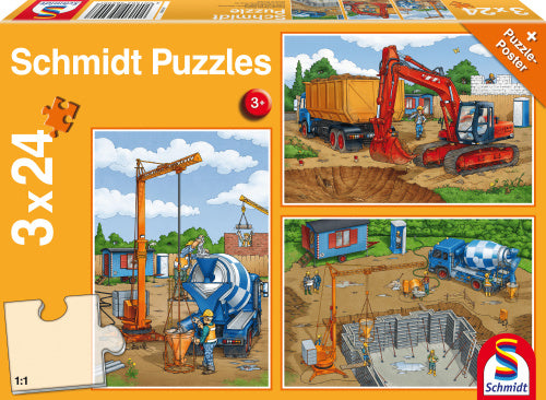 3-in-1 puzzel Op de bouwplaats junior karton 4-delig