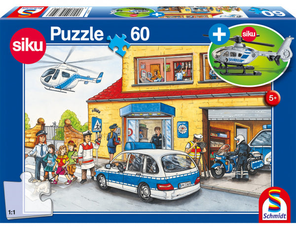 legpuzzel Politiehelikopter junior blauw 60 stukjes