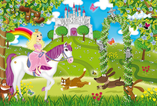 3-in-1 puzzel Prinses in de Slottuin meisjes 4-delig