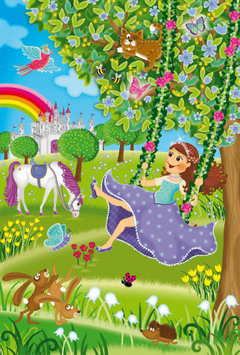 3-in-1 puzzel Prinses in de Slottuin meisjes 4-delig