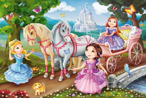 legpuzzel Sprookjesachtige prinses karton roze 3-delig