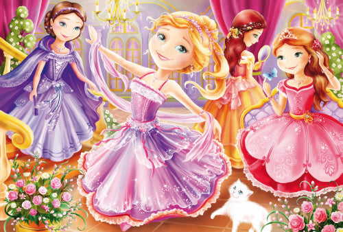 legpuzzel Sprookjesachtige prinses karton roze 3-delig