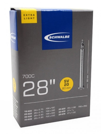 Binnenband Schwalbe Extra Light SV20  28" / 18/25-622/630 - 80mm ventiel