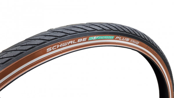Buitenband Schwalbe Energizer Plus GreenGuard 28 x 1.75" / 47-622 mm - zwart/bruin met reflectie