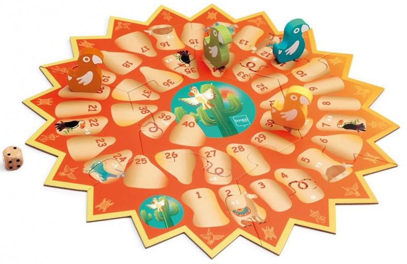 ganzenbord junior 35 cm hout oranje 5-delig