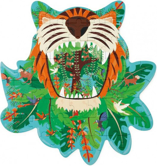 legpuzzel Tijger junior 56 cm karton groen 59 stukjes