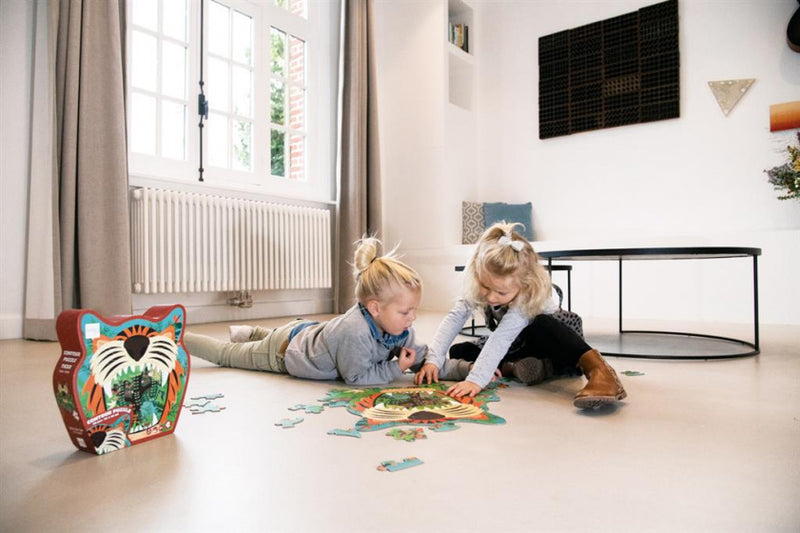 legpuzzel Tijger junior 56 cm karton groen 59 stukjes