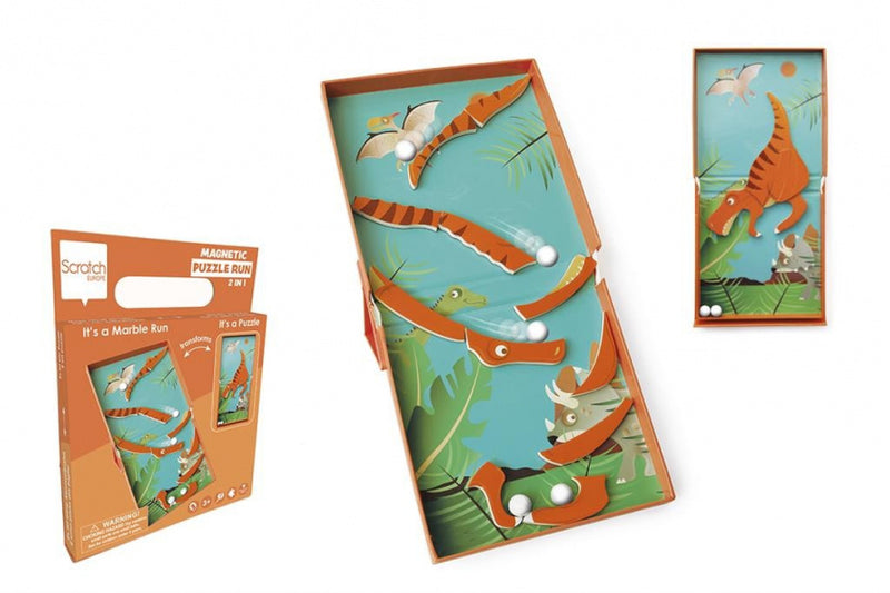 magneetspel 2-in-1 Dino 15,5 cm staal oranje 15-delig