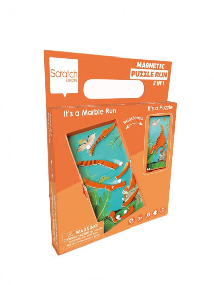 magneetspel 2-in-1 Dino 15,5 cm staal oranje 15-delig