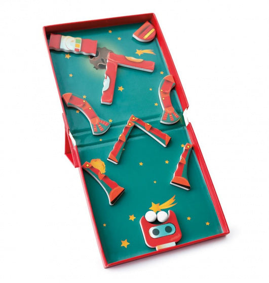 magneetspel 2-in-1 Robot 15,5 cm staal rood 15-delig