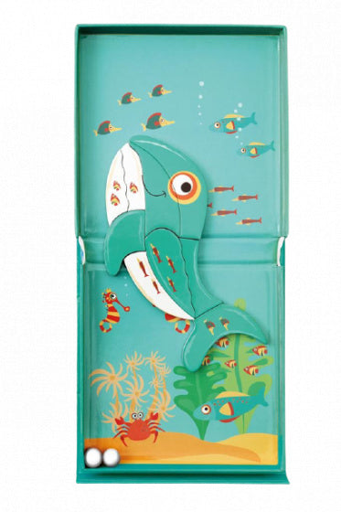 magneetspel 2-in-1 Walvis 15,5 cm staal groen 15-delig