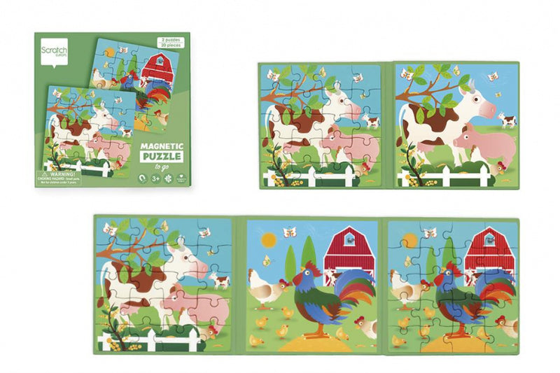 magnetische puzzel Boerderij karton groen 40-delig