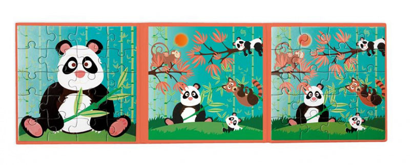 magnetische puzzel Panda 18 cm karton groen 40-delig