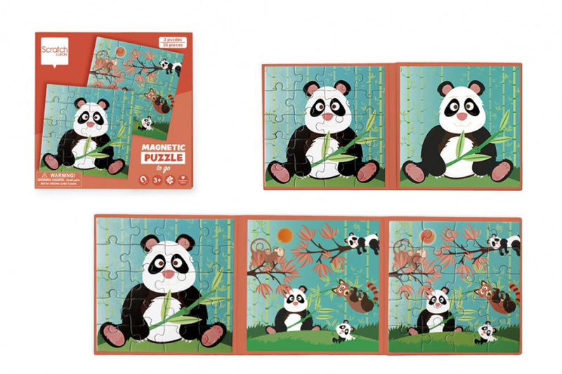 magnetische puzzel Panda 18 cm karton groen 40-delig