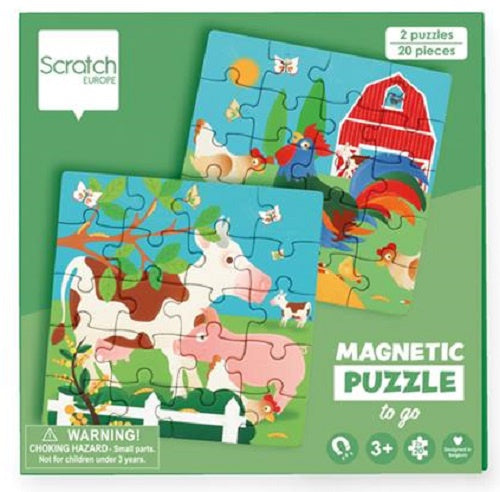 magnetische puzzel Boerderij karton groen 40-delig