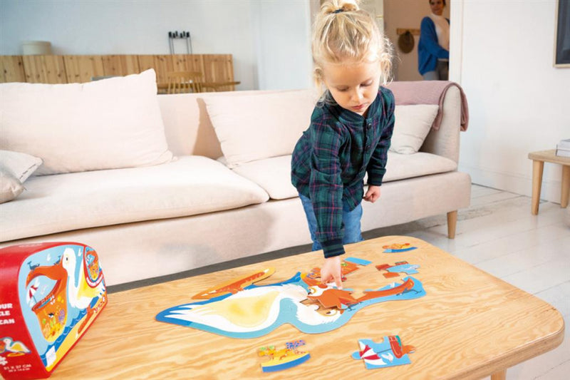 legpuzzel pelikaan 50,7 cm karton oranje 24-delig