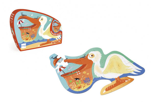 legpuzzel pelikaan 50,7 cm karton oranje 24-delig
