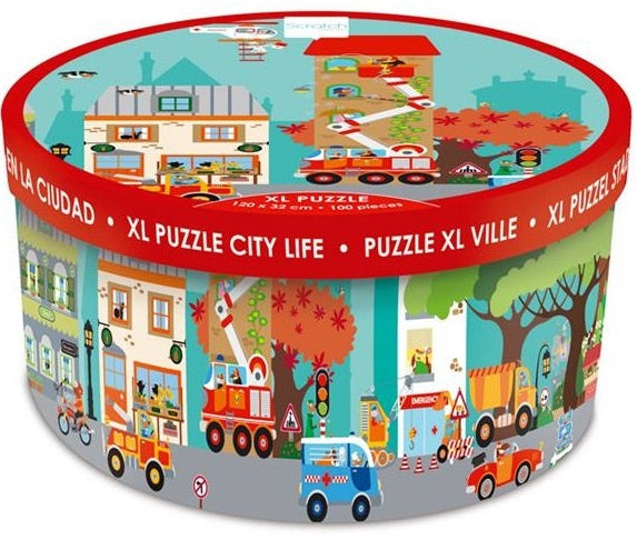 vloerpuzzel Stadsleven XL junior 26 cm 100 stukjes