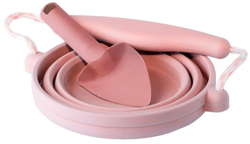 emmer met schep junior 14 x 12,5 cm siliconen roze