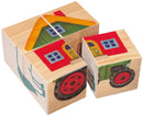 blokkenpuzzel Boerderij junior 10 cm hout 4-delig