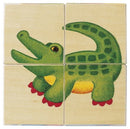 blokkenpuzzel Dieren junior 10 x 10 cm hout 4-delig