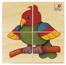 blokkenpuzzel Dieren junior 10 x 10 cm hout 4-delig