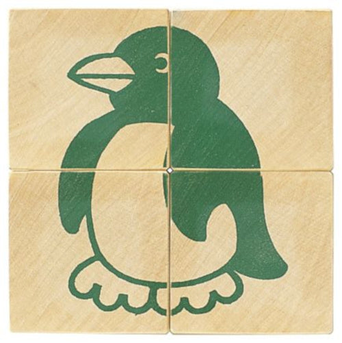 blokkenpuzzel Dieren junior 10 x 10 cm hout 4-delig