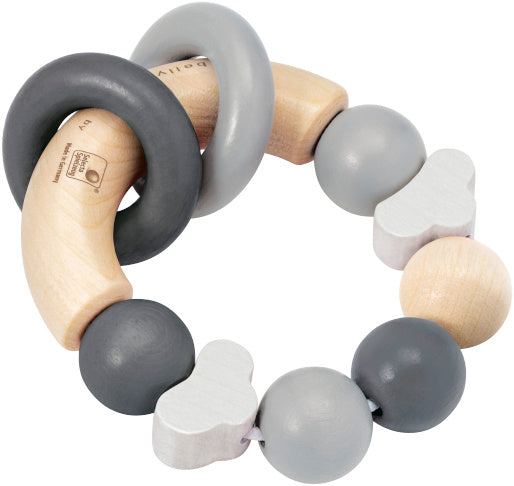 grijpring Geluksgreep jongens 10 cm hout naturel/grijs