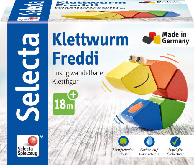 speelfiguur klittenbandworm Freddi 16 cm hout 5-delig