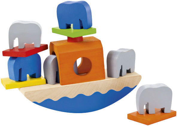 speelgoedboot Wippofant junior 15,5 cm hout 11-delig