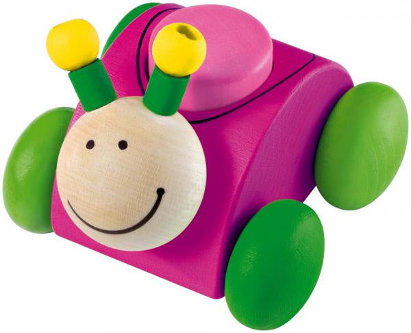speelgoedkever Rollina junior 3 x 1 cm hout roze/groen