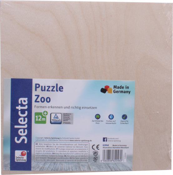vormenpuzzel Zoo junior 20 cm hout 6-delig