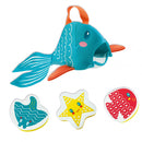 badspeelgoed Snackvis textiel/foam lichtblauw 4-delig