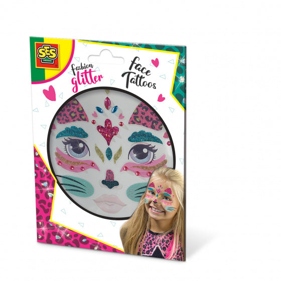 fashion glitter gezichtstattoos kat