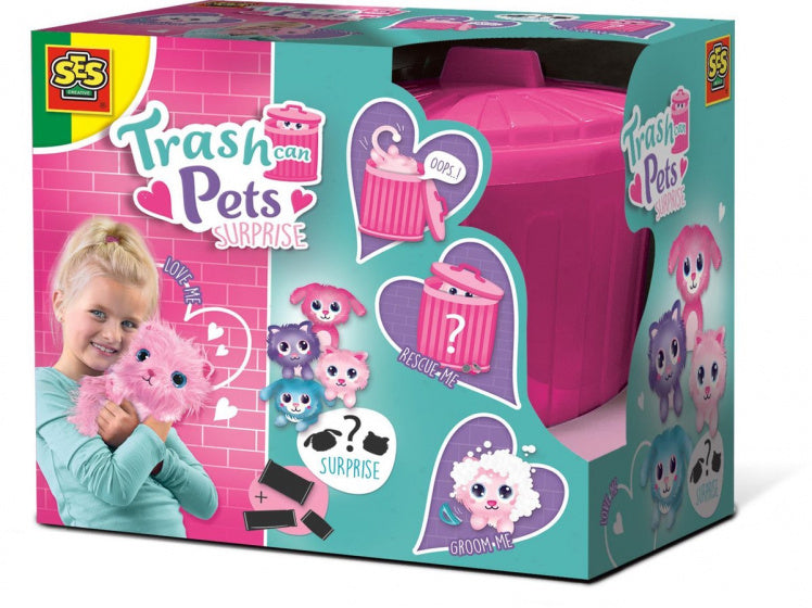 knuffel Trashcan Pets Suprise 2 meisjes roze 5-delig