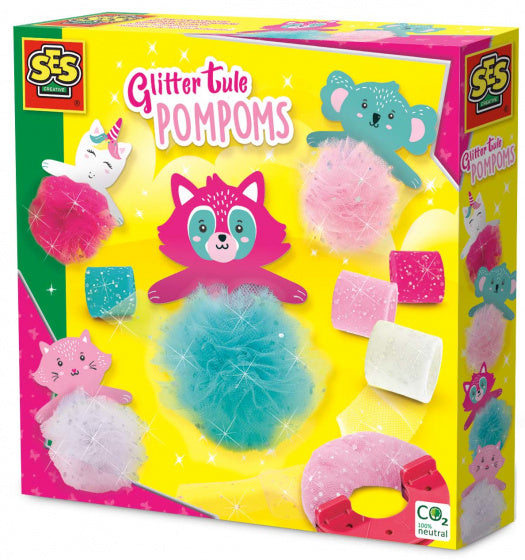SES Glitter Tule Pompoms