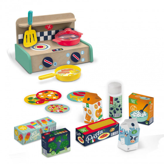 speelkeuken Petits Pretenders junior hout 15-delig