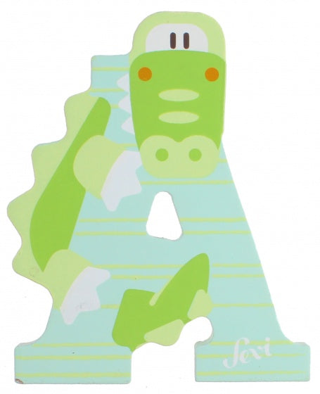 dierenletter A 10 cm hout groen