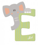 dierenletter E 10 cm hout groen/grijs