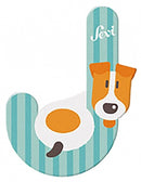 dierenletter J 8 cm turquoise