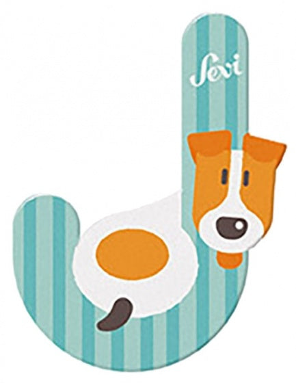 dierenletter J 8 cm turquoise