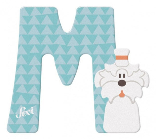 dierenletter M 8 cm turquoise