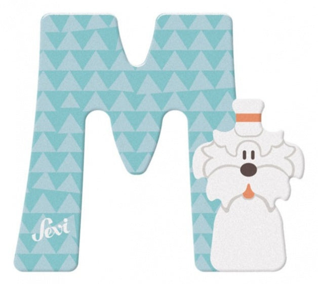 dierenletter M 8 cm turquoise