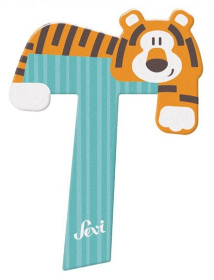 dierenletter T 9,5 cm blauw