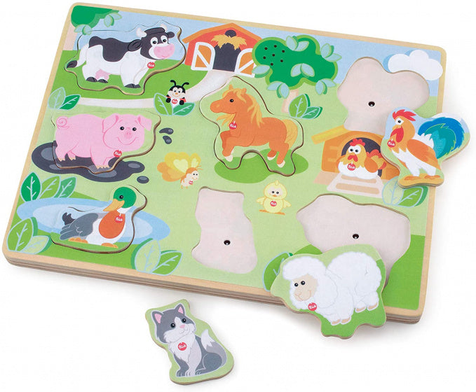 geluidspuzzel Boerderij junior 30 x 23 cm hout 8-delig