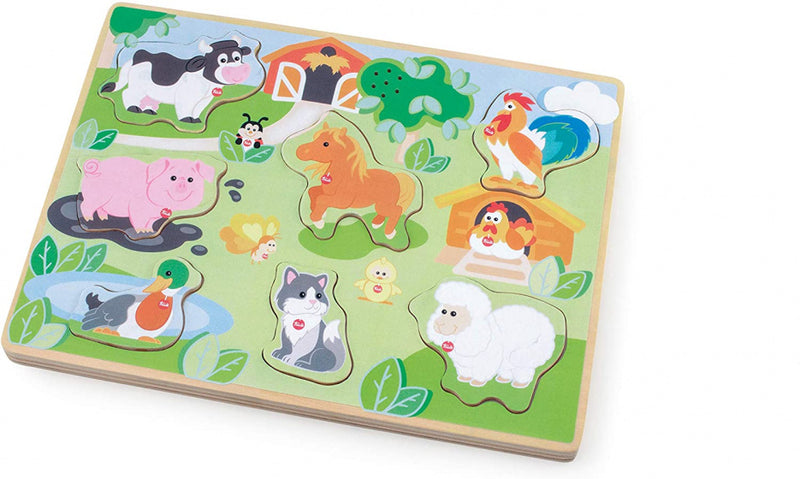 geluidspuzzel Boerderij junior 30 x 23 cm hout 8-delig