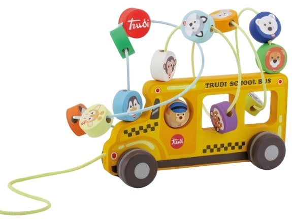 kralendoolhof Schoolbus junior 20 cm hout/staal geel