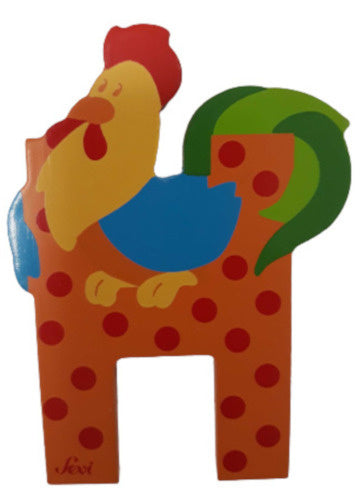 Letter H Dier 8 cm hout oranje