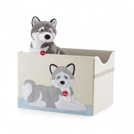 speelgoedkist Husky Marcus 65 liter hout blank/grijs